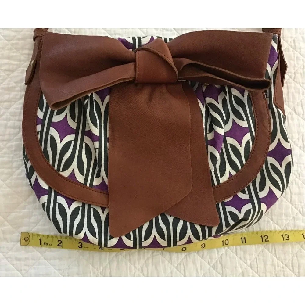 Anthropologie Deux Lux Purple Floral Canvas Crossbody Bag Whimsical Y2K Hobo